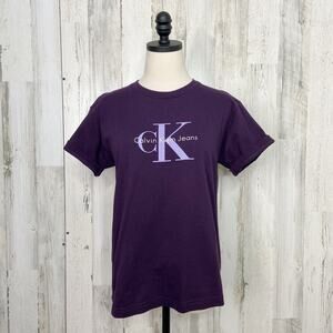 Calvin Klein CK Jeans Graphic Tee Purple Vintage 90s Cotton Casual Size M